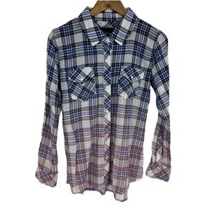Rails Ashton Ombre Plaid Button Down Shirt Women's Size M